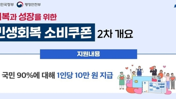 민생회복 소비쿠폰 2차, 22일부터 지급